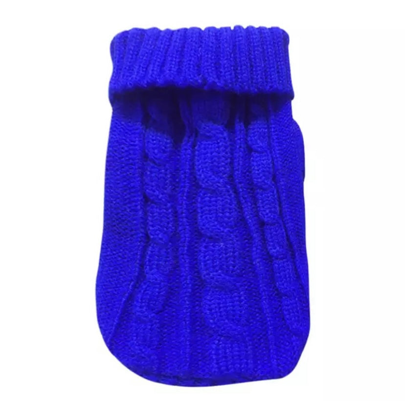 Blue Knit Turtle Neck Sweater