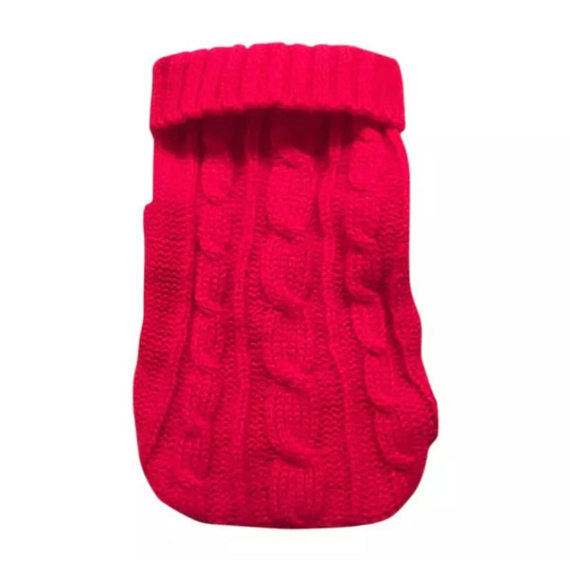 Red Knit Turtle Neck Sweater